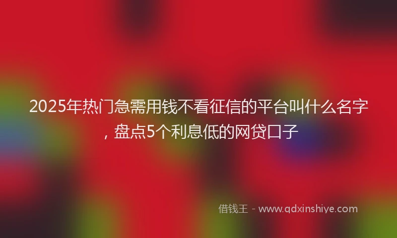 2025年热门急需用钱不看征信的平台叫什么名字，盘点5个利息低的网贷口子