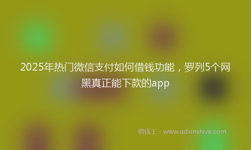 2025年热门微信支付如何借钱功能，罗列5个网黑真正能下款的app