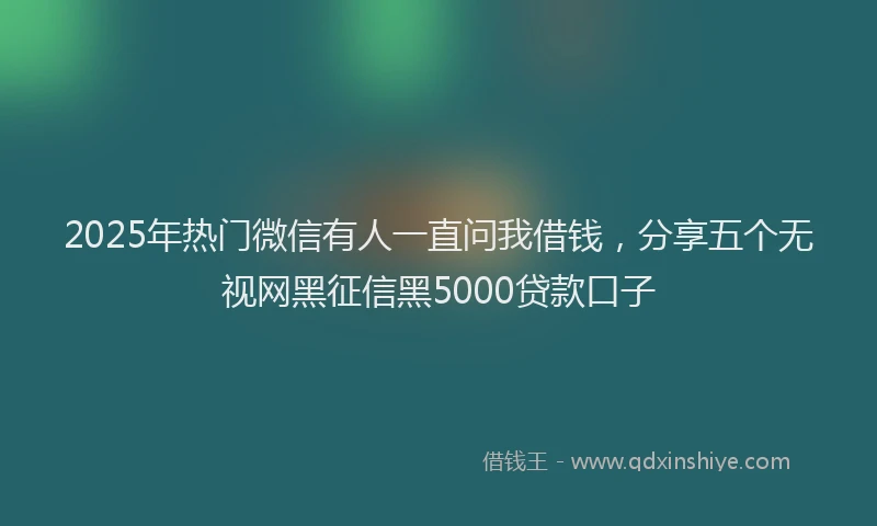 2025年热门微信有人一直问我借钱，分享五个无视网黑征信黑5000贷款口子