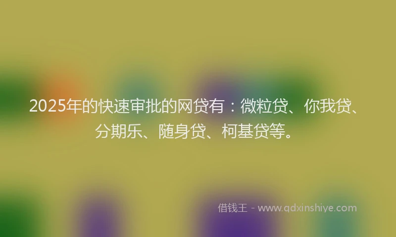 2025年的快速审批的网贷有：微粒贷、你我贷、分期乐、随身贷、柯基贷等。