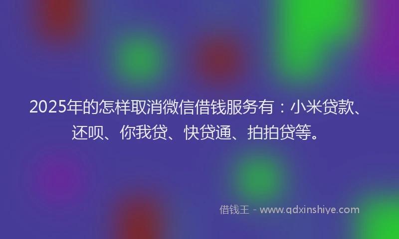 2025年的怎样取消微信借钱服务有：小米贷款、还呗、你我贷、快贷通、拍拍贷等。