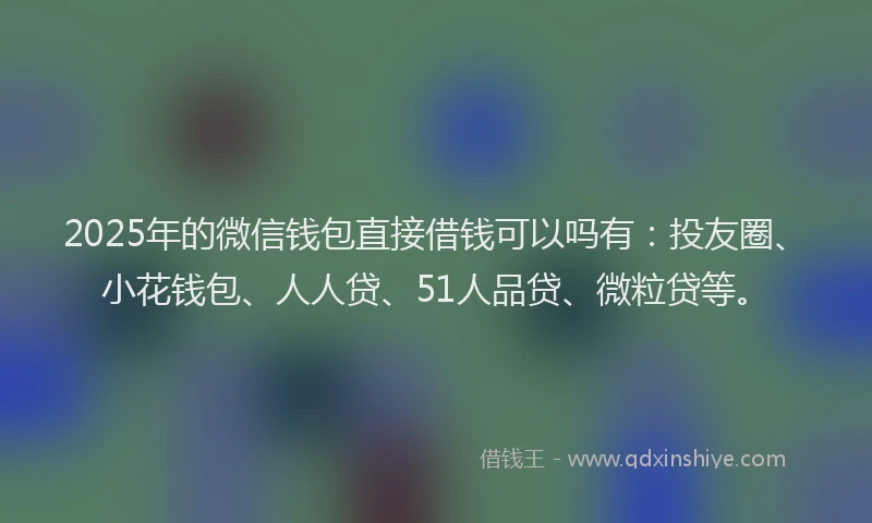 2025年的微信钱包直接借钱可以吗有：投友圈、小花钱包、人人贷、51人品贷、微粒贷等。