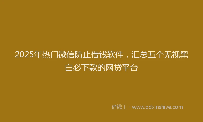 2025年热门微信防止借钱软件，汇总五个无视黑白必下款的网贷平台