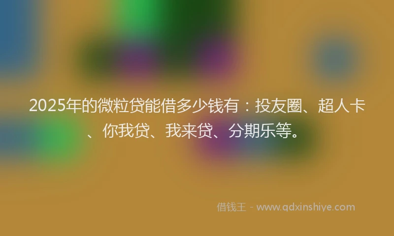 2025年的微粒贷能借多少钱有：投友圈、超人卡、你我贷、我来贷、分期乐等。