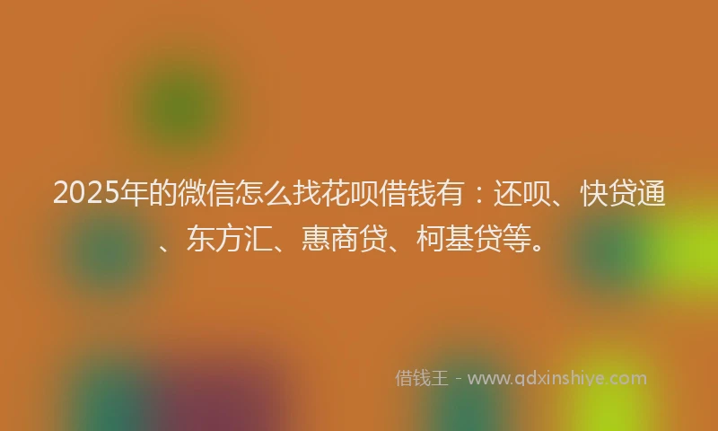2025年的微信怎么找花呗借钱有：还呗、快贷通、东方汇、惠商贷、柯基贷等。