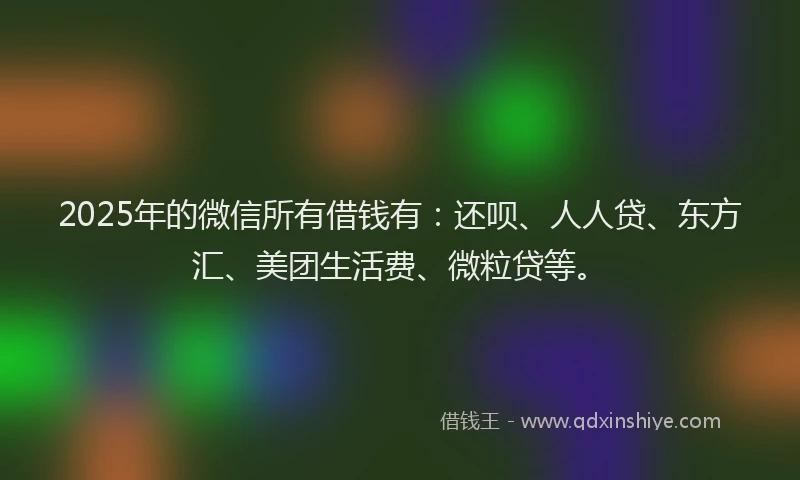 2025年的微信所有借钱有：还呗、人人贷、东方汇、美团生活费、微粒贷等。