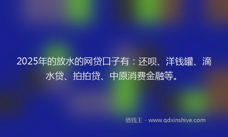 2025年的放水的网贷口子有：还呗、洋钱罐、滴水贷、拍拍贷、中原消费金融等。