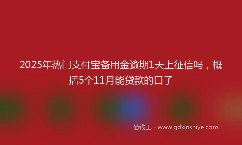 2025年热门支付宝备用金逾期1天上征信吗，概括5个11月能贷款的口子