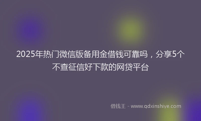 2025年热门微信版备用金借钱可靠吗，分享5个不查征信好下款的网贷平台