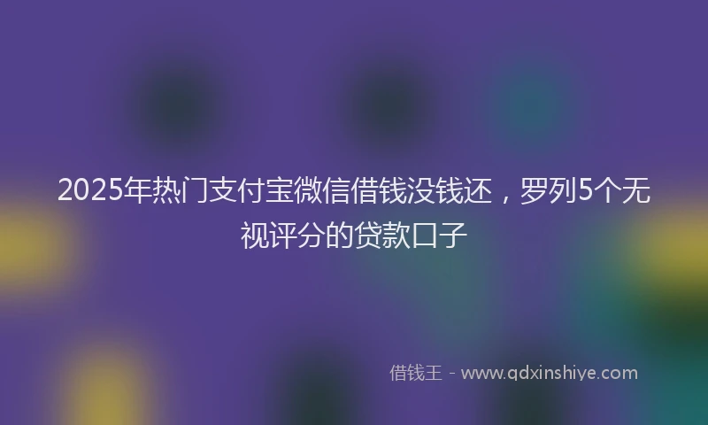 2025年热门支付宝微信借钱没钱还，罗列5个无视评分的贷款口子