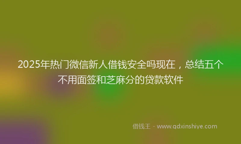 2025年热门微信新人借钱安全吗现在，总结五个不用面签和芝麻分的贷款软件