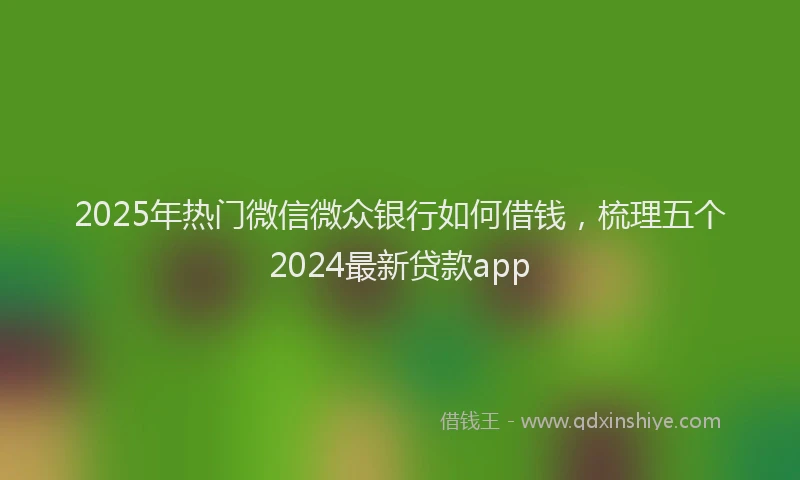 2025年热门微信微众银行如何借钱，梳理五个2024最新贷款app