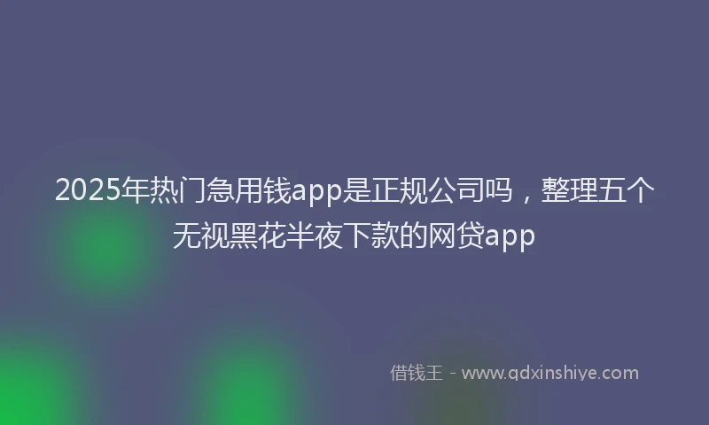 2025年热门急用钱app是正规公司吗，整理五个无视黑花半夜下款的网贷app