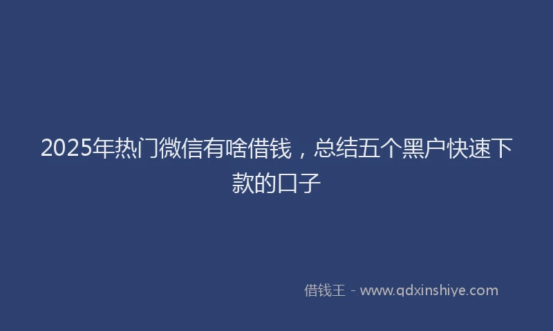 2025年热门微信有啥借钱，总结五个黑户快速下款的口子