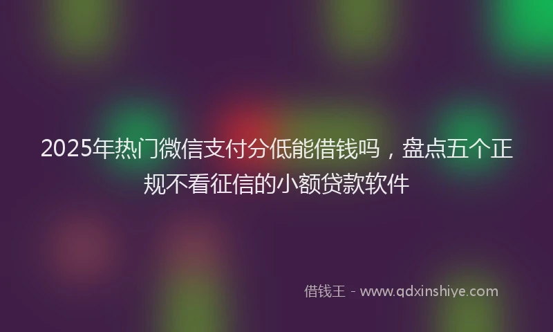 2025年热门微信支付分低能借钱吗，盘点五个正规不看征信的小额贷款软件