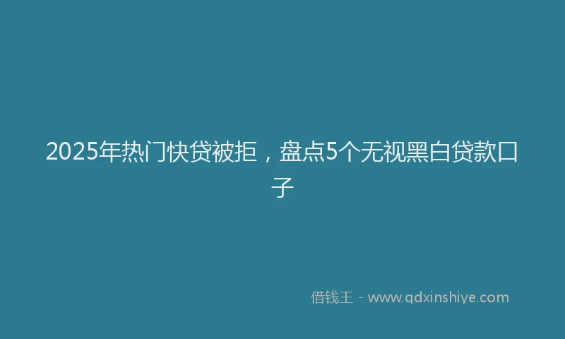 2025年热门快贷被拒，盘点5个无视黑白贷款口子