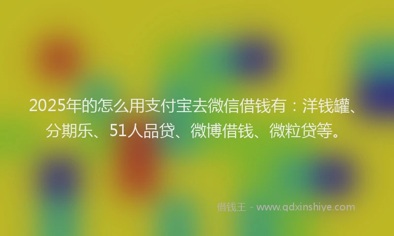 2025年的怎么用支付宝去微信借钱有：洋钱罐、分期乐、51人品贷、微博借钱、微粒贷等。