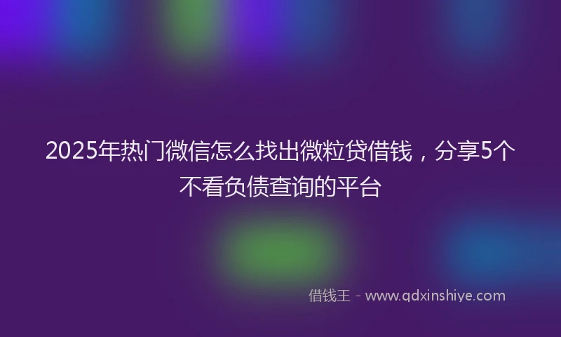 2025年热门微信怎么找出微粒贷借钱，分享5个不看负债查询的平台