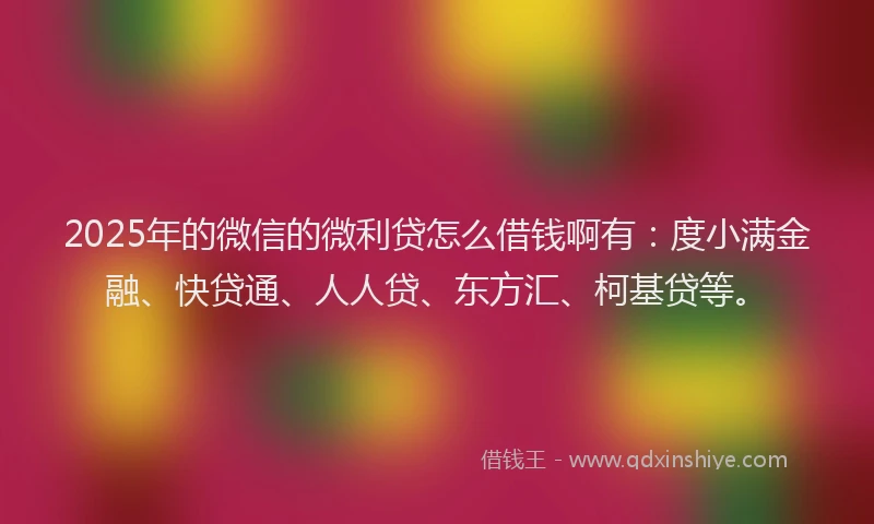 2025年的微信的微利贷怎么借钱啊有：度小满金融、快贷通、人人贷、东方汇、柯基贷等。