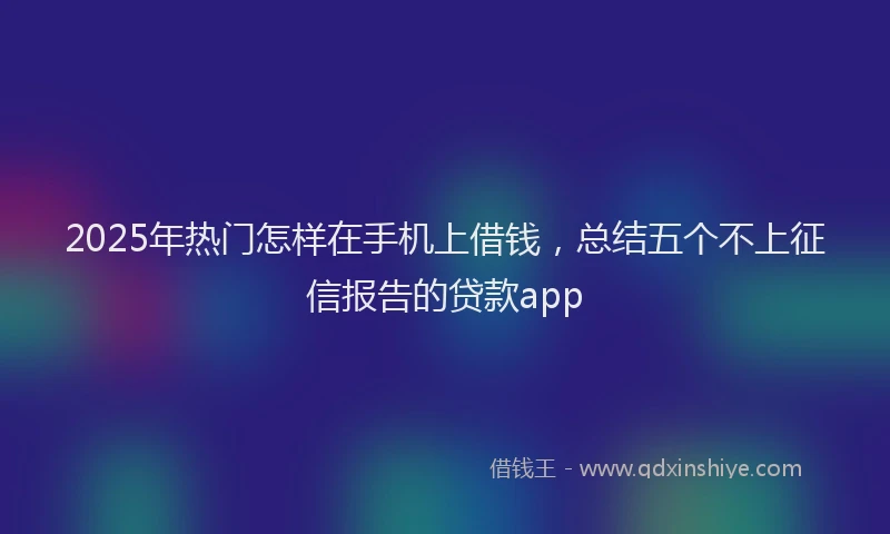 2025年热门怎样在手机上借钱，总结五个不上征信报告的贷款app