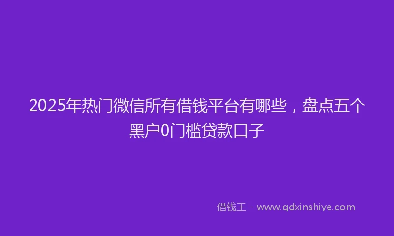 2025年热门微信所有借钱平台有哪些，盘点五个黑户0门槛贷款口子
