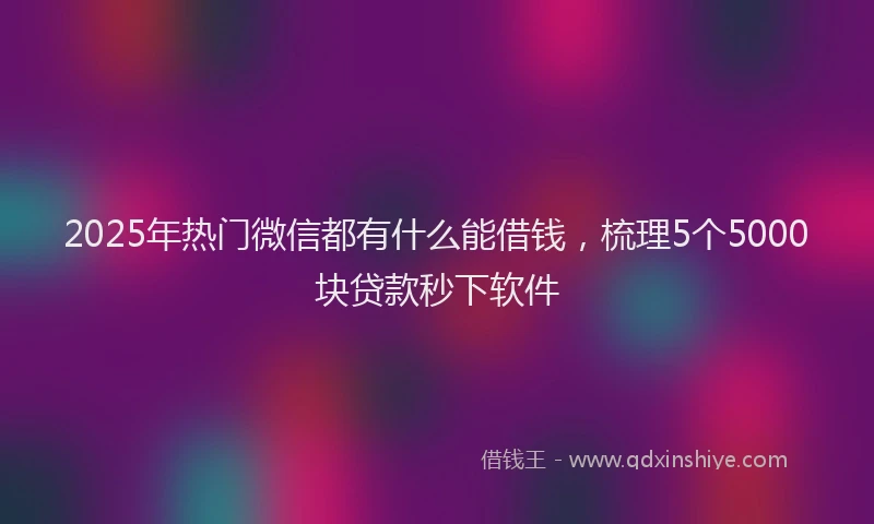 2025年热门微信都有什么能借钱，梳理5个5000块贷款秒下软件