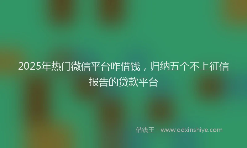 2025年热门微信平台咋借钱，归纳五个不上征信报告的贷款平台