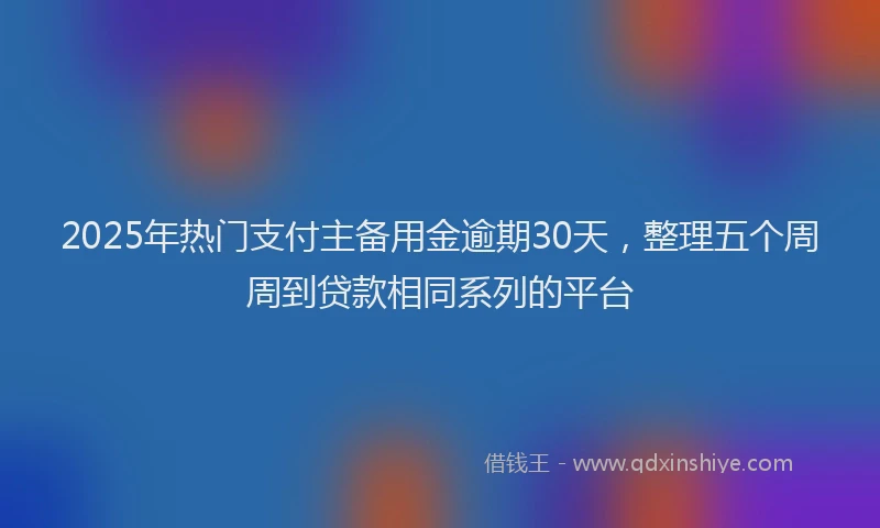 2025年热门支付主备用金逾期30天，整理五个周周到贷款相同系列的平台