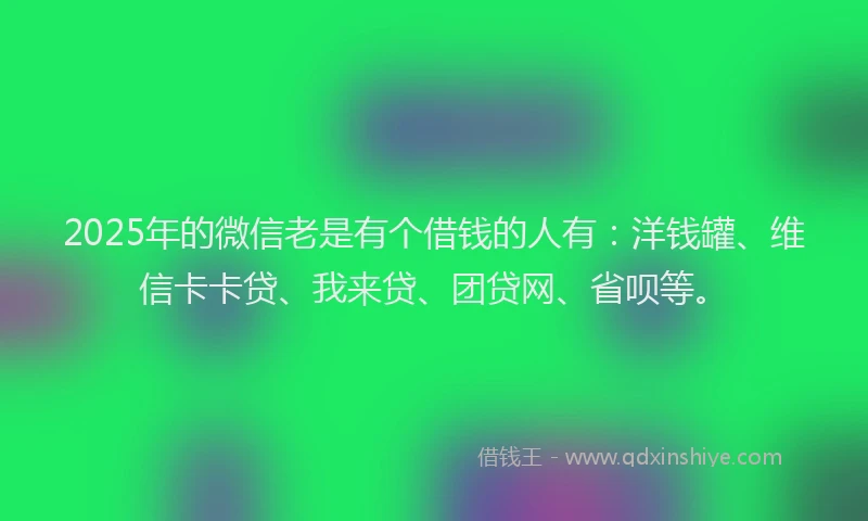 2025年的微信老是有个借钱的人有：洋钱罐、维信卡卡贷、我来贷、团贷网、省呗等。