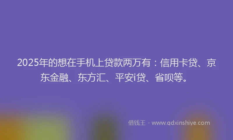 2025年的想在手机上贷款两万有:信用卡贷、京东金融、东方汇、平安i贷、省呗等。