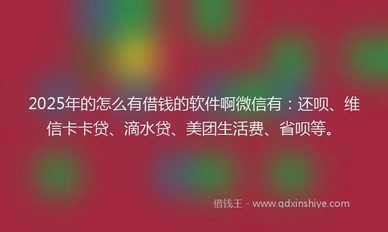 2025年的怎么有借钱的软件啊微信有：还呗、维信卡卡贷、滴水贷、美团生活费、省呗等。