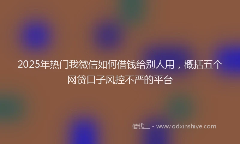 2025年热门我微信如何借钱给别人用，概括五个网贷口子风控不严的平台