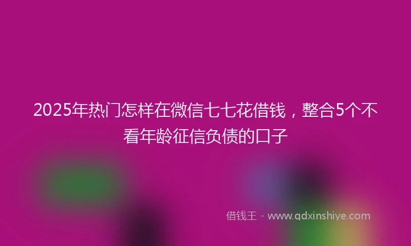 2025年热门怎样在微信七七花借钱，整合5个不看年龄征信负债的口子