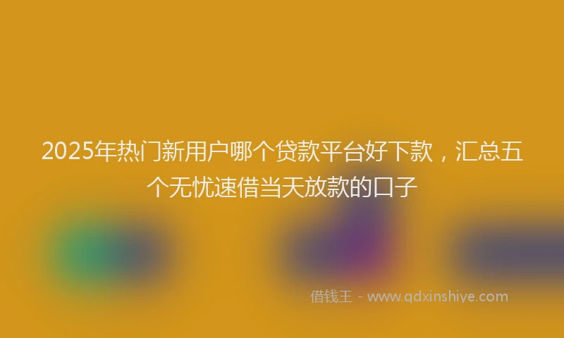2025年热门新用户哪个贷款平台好下款，汇总五个无忧速借当天放款的口子