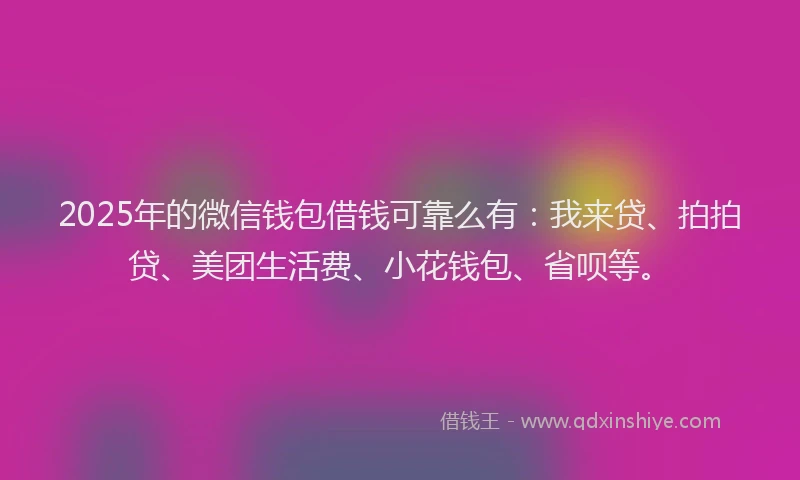 2025年的微信钱包借钱可靠么有：我来贷、拍拍贷、美团生活费、小花钱包、省呗等。