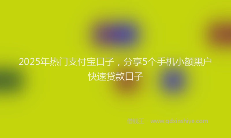 2025年热门支付宝口子，分享5个手机小额黑户快速贷款口子