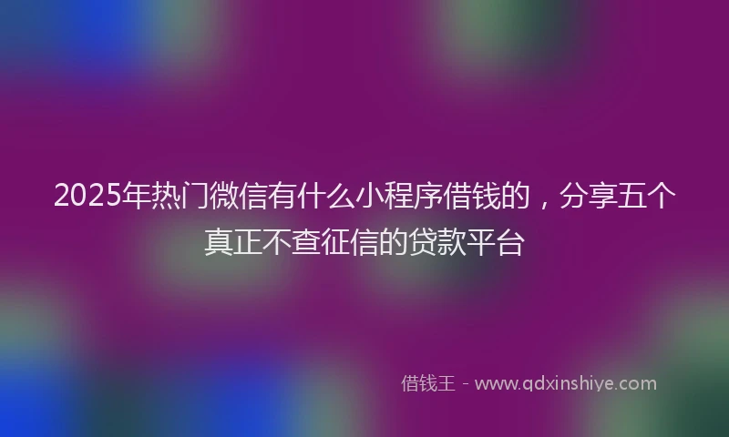 2025年热门微信有什么小程序借钱的，分享五个真正不查征信的贷款平台