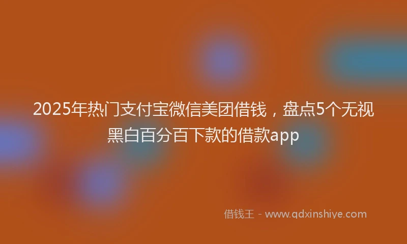 2025年热门支付宝微信美团借钱，盘点5个无视黑白百分百下款的借款app