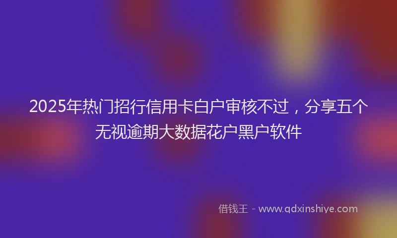 2025年热门招行信用卡白户审核不过，分享五个无视逾期大数据花户黑户软件