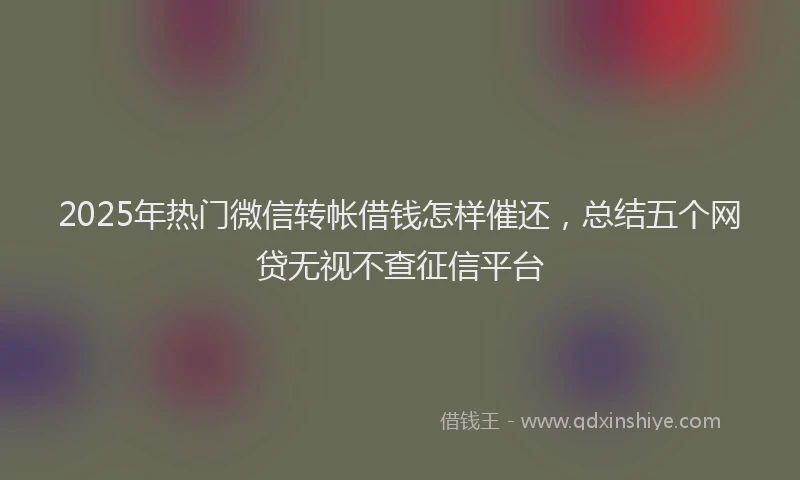 2025年热门微信转帐借钱怎样催还，总结五个网贷无视不查征信平台