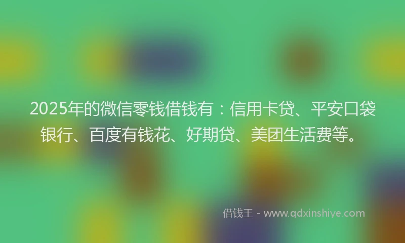 2025年的微信零钱借钱有：信用卡贷、平安口袋银行、百度有钱花、好期贷、美团生活费等。