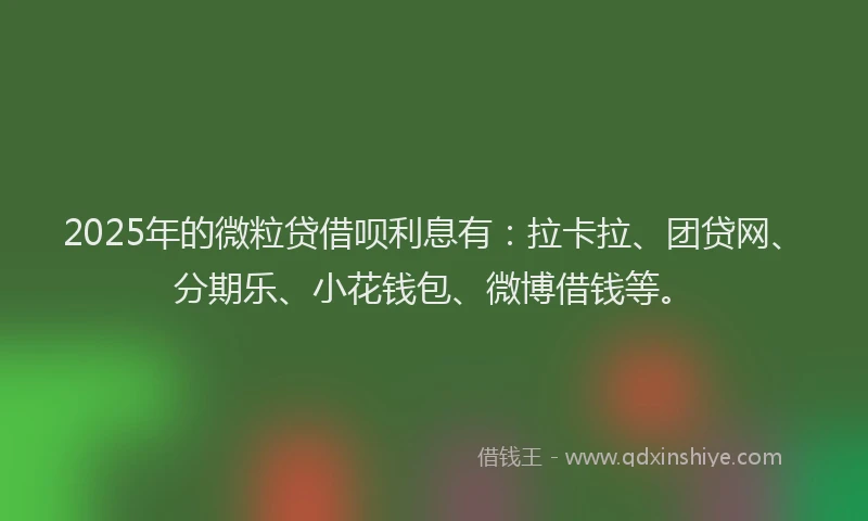 2025年的微粒贷借呗利息有：拉卡拉、团贷网、分期乐、小花钱包、微博借钱等。