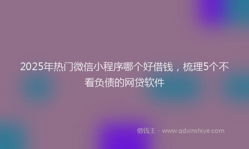 2025年热门微信小程序哪个好借钱，梳理5个不看负债的网贷软件