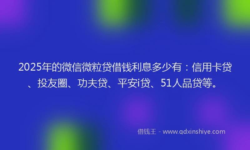 2025年的微信微粒贷借钱利息多少有：信用卡贷、投友圈、功夫贷、平安i贷、51人品贷等。