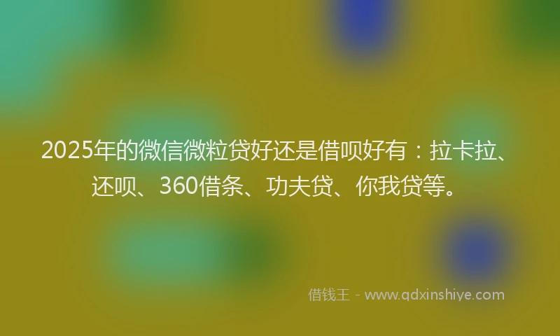 2025年的微信微粒贷好还是借呗好有：拉卡拉、还呗、360借条、功夫贷、你我贷等。