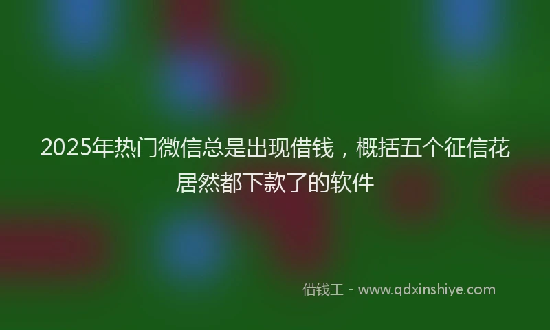 2025年热门微信总是出现借钱，概括五个征信花居然都下款了的软件