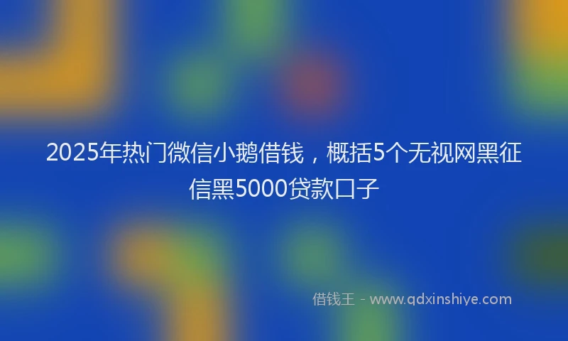 2025年热门微信小鹅借钱，概括5个无视网黑征信黑5000贷款口子