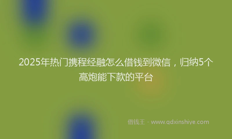2025年热门携程经融怎么借钱到微信，归纳5个高炮能下款的平台