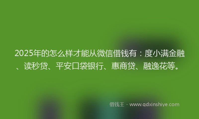 2025年的怎么样才能从微信借钱有：度小满金融、读秒贷、平安口袋银行、惠商贷、融逸花等。
