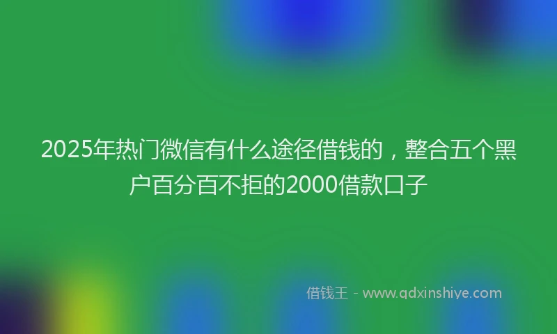 2025年热门微信有什么途径借钱的，整合五个黑户百分百不拒的2000借款口子